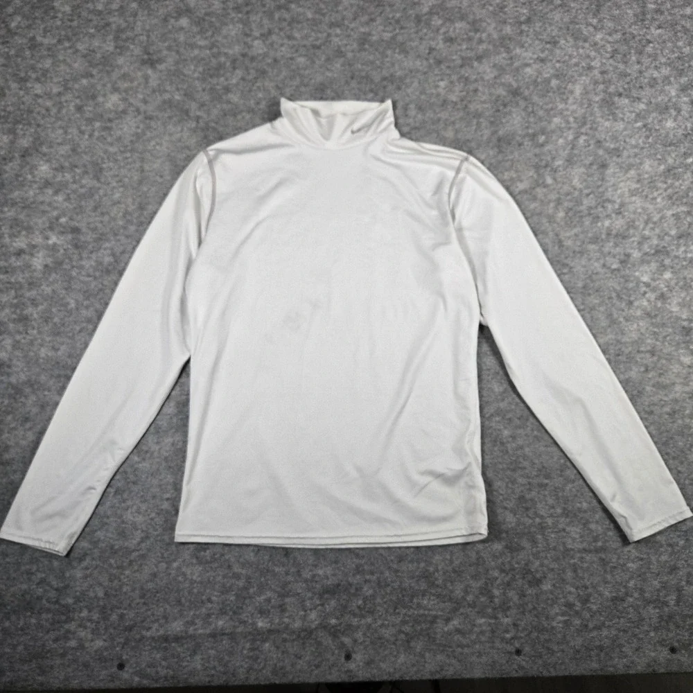 Nike Mens White Pro Mock Neck Compression Long Sleeve Shirt S